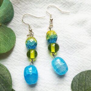 Maximalist Glass Beaded Earrings, Dopamine Dressing, Colorful Funky Earrings